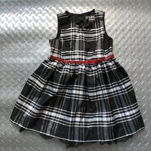 Osh Kosh Girls Black Plaid Party Dress with Tulle Underskirt Size 4T